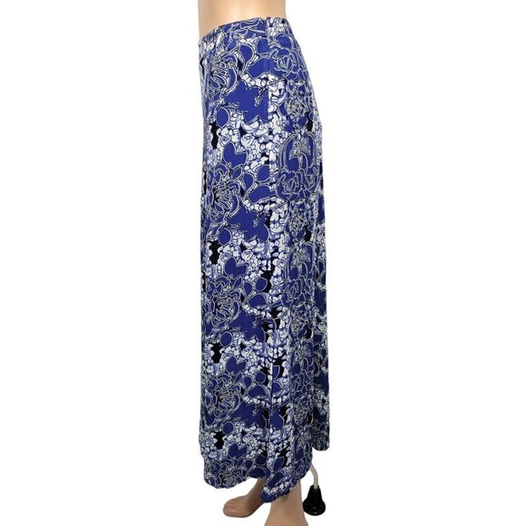 Lane Bryant Women's Floral Electric Blue Side Slit Maxi Skirt Size 14 - Picture 8 of 12